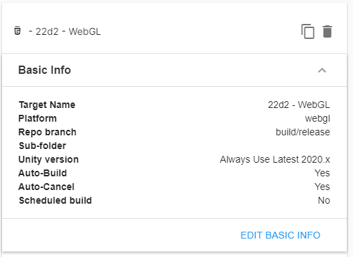 Image showing the configuration settings for Continuous Deployment in Unity Cloud Build