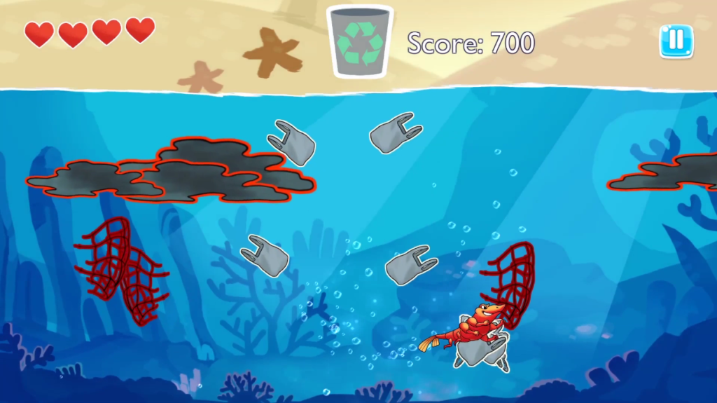 A screenshot from Jack the Super Prawn: Ocean Hero. The first entry in the Jack the Super Prawn brand.