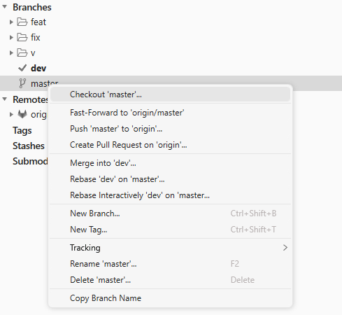 A screenshot of the dialog box for checking out a branch