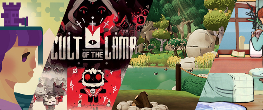 Screenshots of Cult of the Lamb game, Tangle Tower game, and NBA Hangtime game.