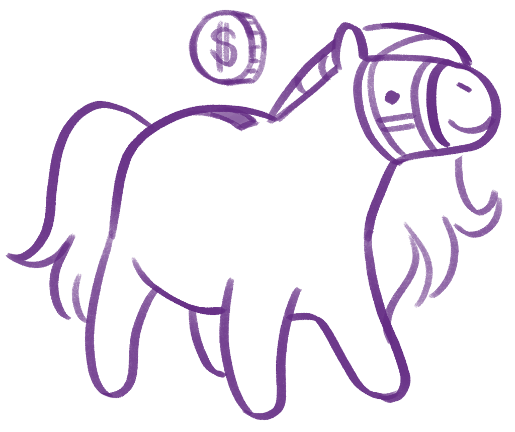 Illustration of a horse shaped piggy bank