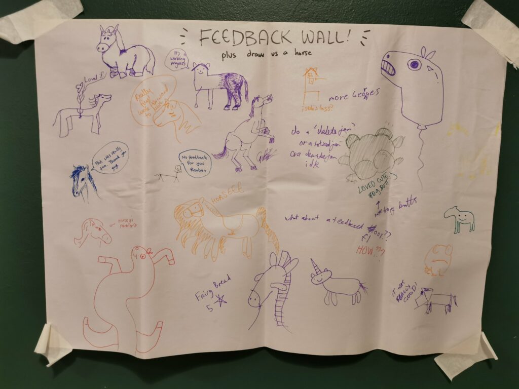 The very horse filled Feedback Wall at WIP Night.