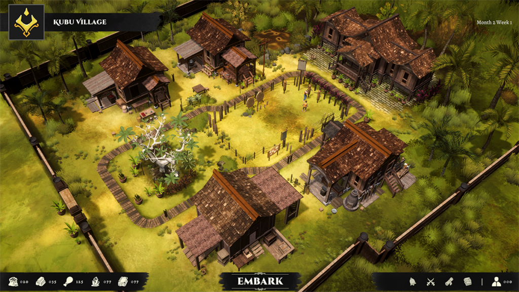 A screenshot of Nusantara Adventures, showing a top-down view of a village in the game.