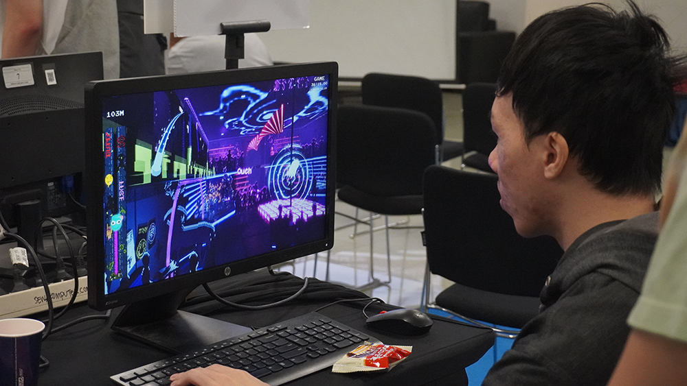 Some of our Indonesian friends playing Ascending Inferno by Oppolyon Studios.