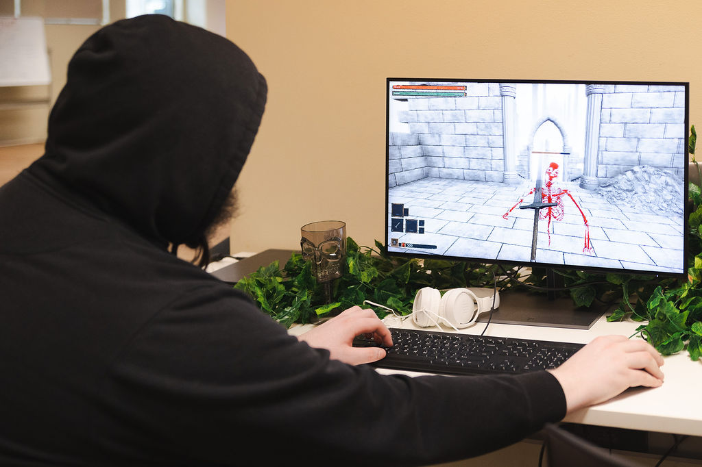 Some folks trying out games at the Games Exchange