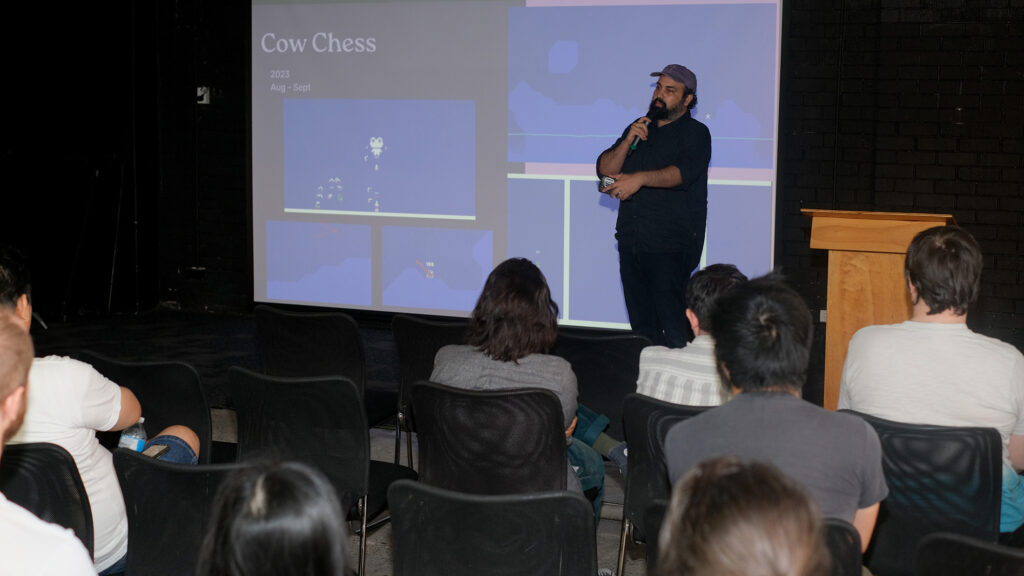 Andrew talking about Cow Chess.