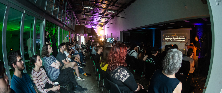 A photo of the crowd at WIP night.