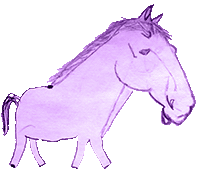 An animated gif of a horse walking along the section bottom. It's a sketch of a horse, with a detailed rendering in its head but little detail in its body.