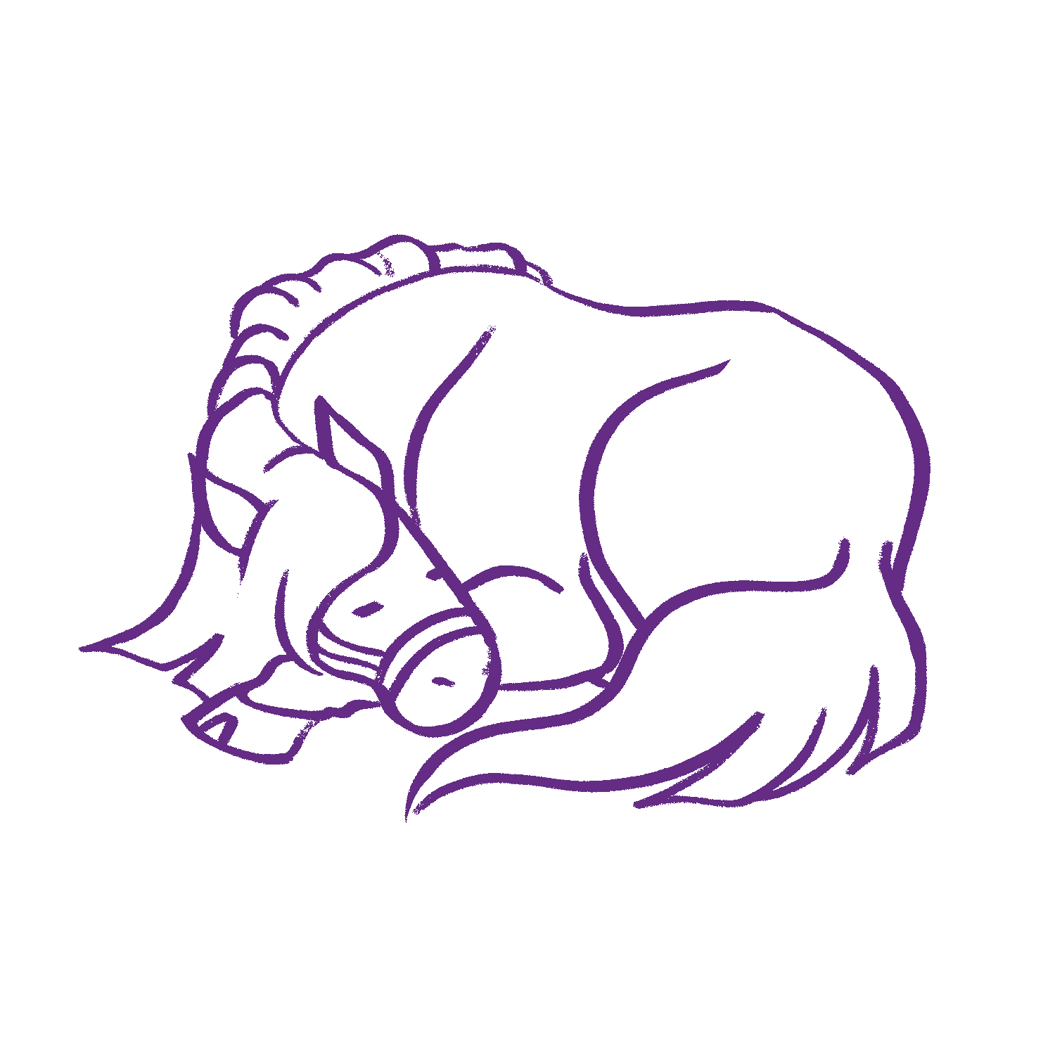 An illustration of the Noble Steed Games brand mascot, Horsey, resting and cosily curled up.