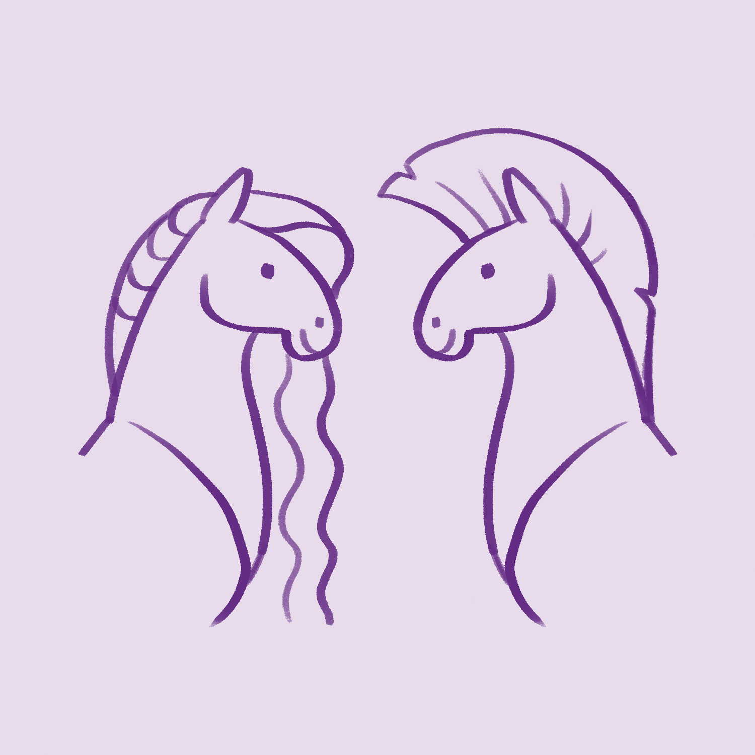 An illustration of two horses facing each other in an interview.